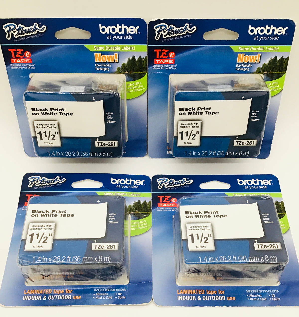 Brother TZe-261 P-Touch TZe Tape 1-1/2" - LOT of 4