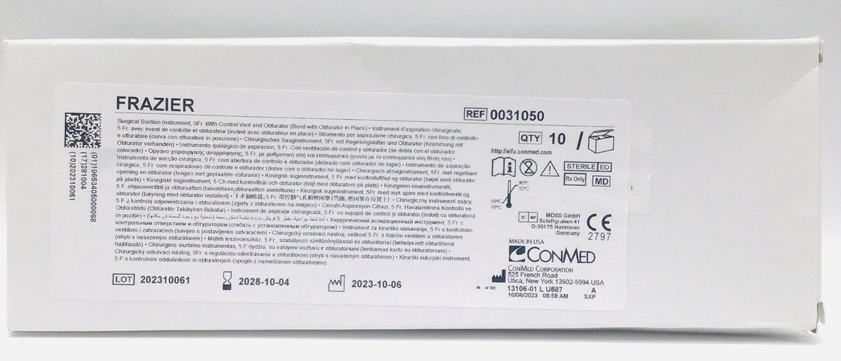 Conmed 0031050 Frazier Suction 5Fr - Box of 10 - NEW