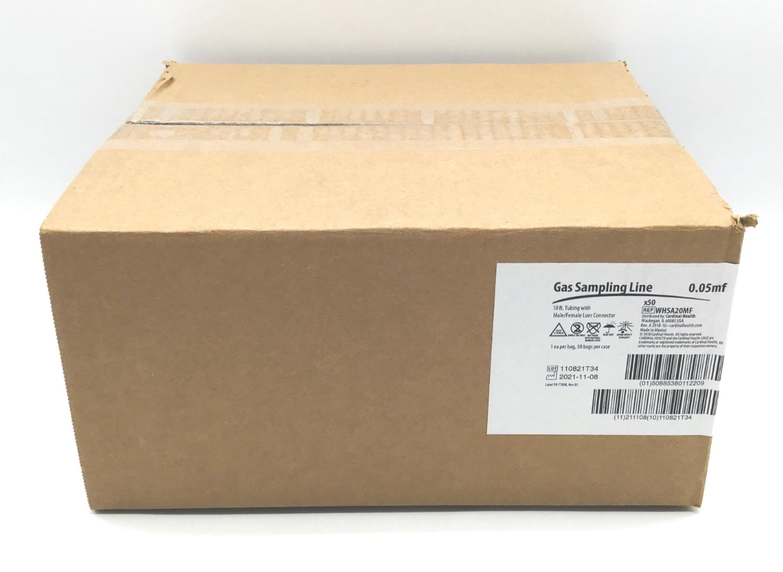 Cardinal Health WHSA20MF Gas Sampling Line - Box of 50 - NEW