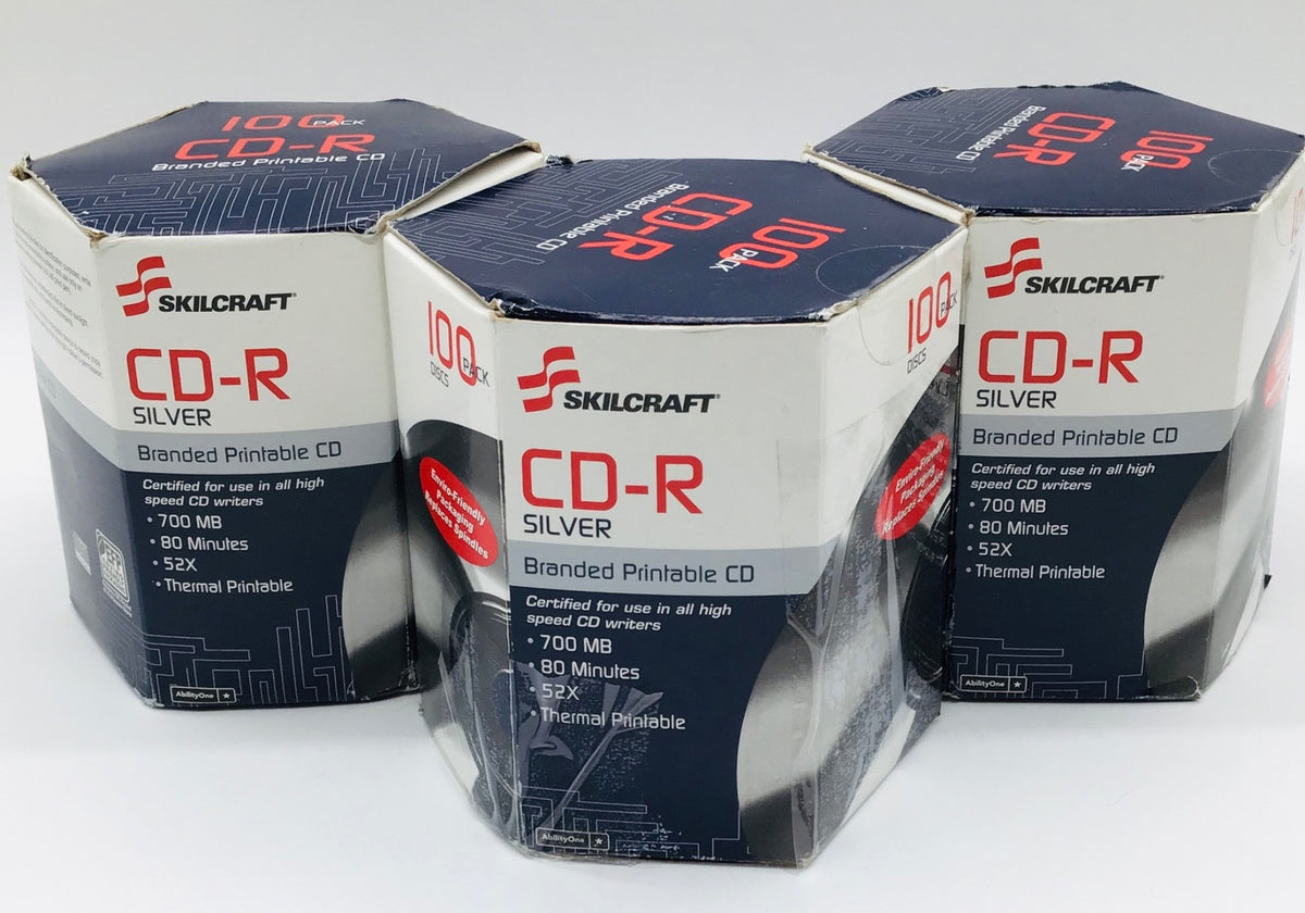 SkilCraft CD-R Silver 700MB Printable CD 100/PK - LOT of 3