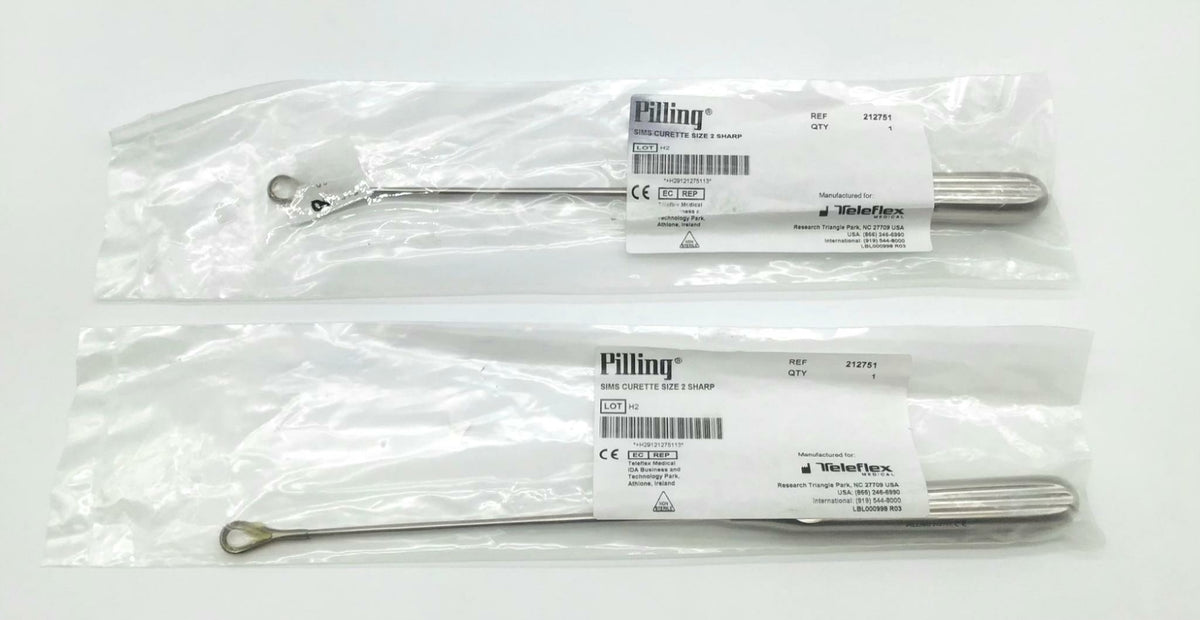 Pilling 212751 Sharp Size 2 SIMS Curette - Lot of 2 - NEW