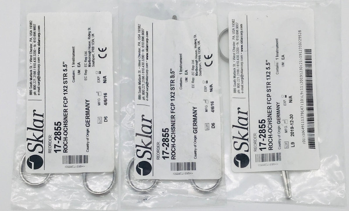 Sklar 17-2855 Roch-Ochsner Forceps 1 x 2 Straight 5-1/2" - LOT of 3 - NEW