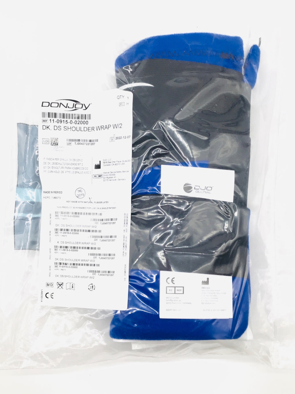 DonJoy 11-0915-0-02000 Dura Soft Shoulder Wrap w/ Two Ice Inserts - NEW