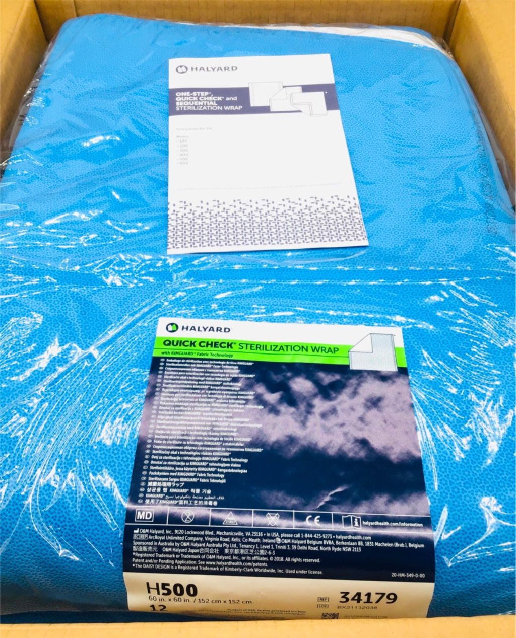 Halyard 34179 KimGuard One-Step Quick Check H500 Sterilization Wrap - Case of 24