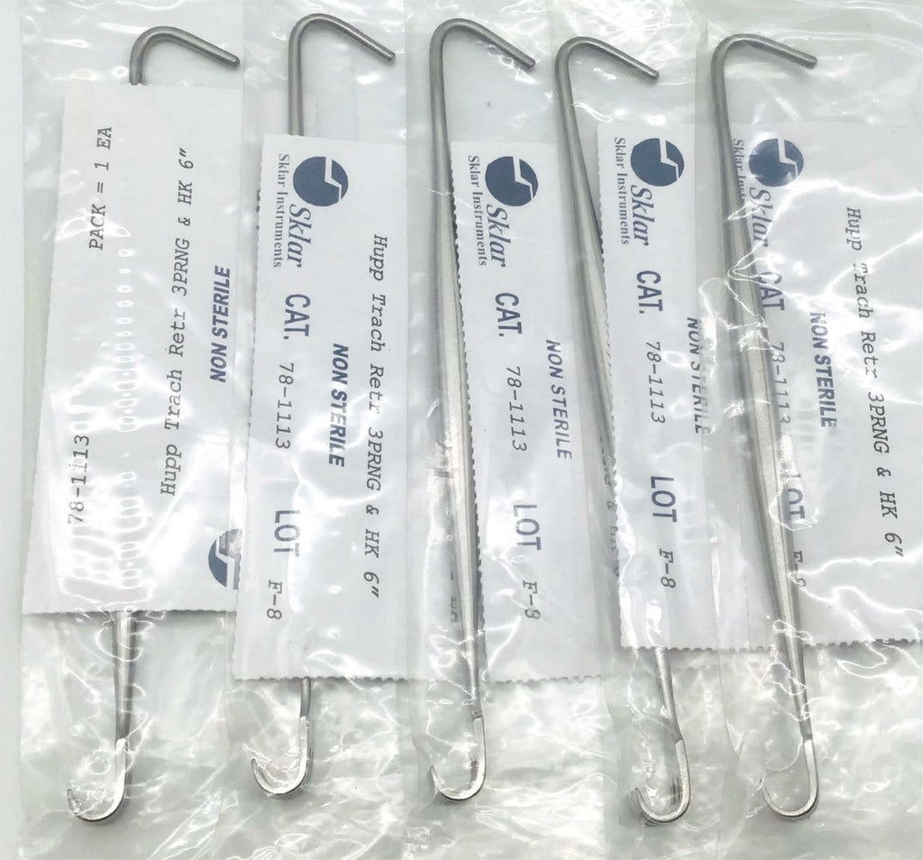 Sklar 78-1113 Hupp Trach Retractor 3 Prong Sharp & Hook 6" - LOT of 5 - NEW