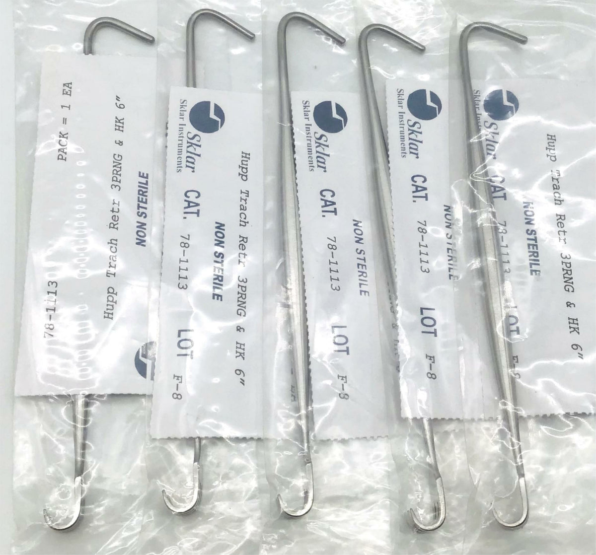 Sklar 78-1113 Hupp Trach Retractor 3 Prong Sharp & Hook 6" - LOT of 5 - NEW