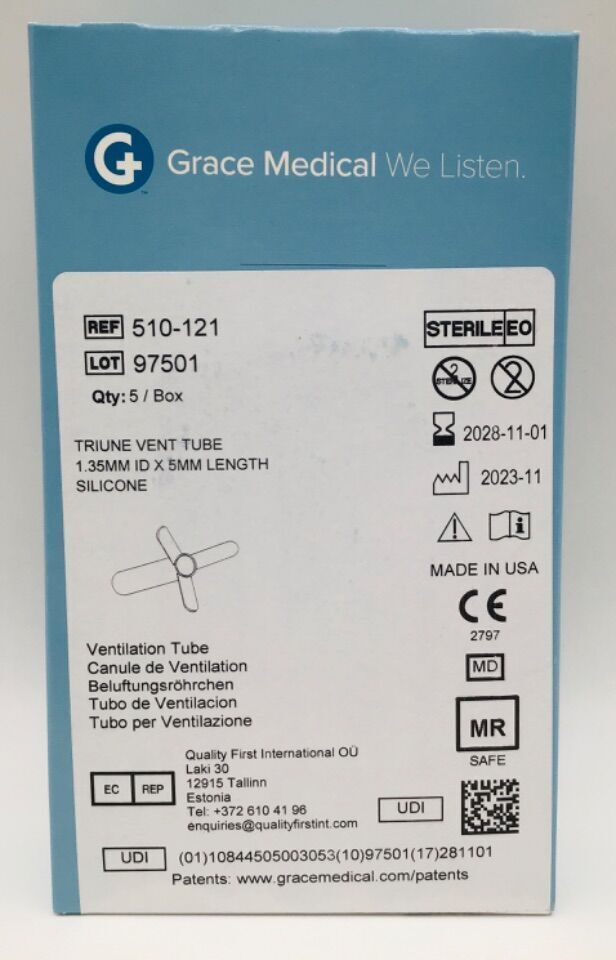 Grace Medical 510-121 Triune Ventilation Tube - Box of 5